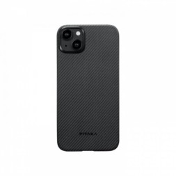 Чехол для iPhone 15 Plus Pitaka MagEZ Case 4 узкое плетение кевлар (черно-серый)